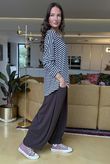 Made in Italy Perfect Breton V Long Sleeve Top Dark Brown - ** 